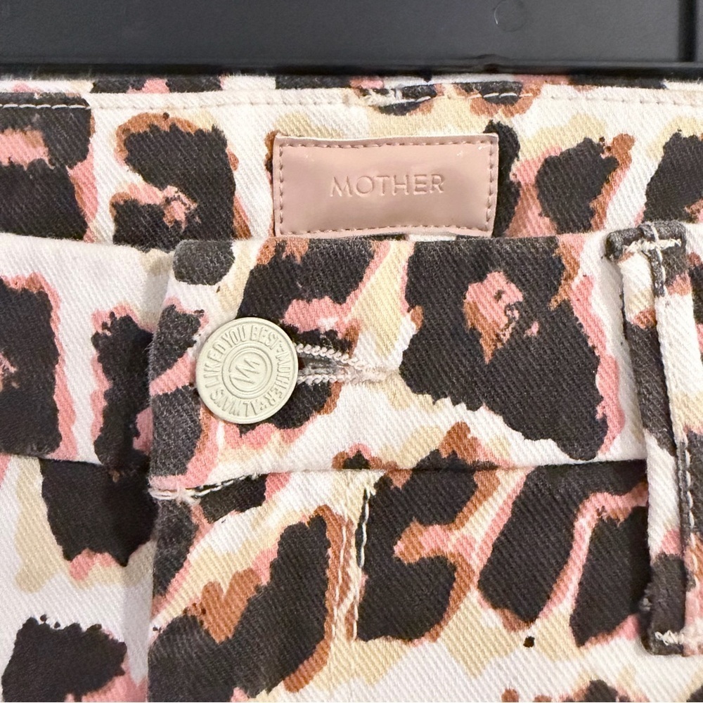 MOTHER Looker Ankle Fray Leopard Jeans High-Waisted Designer Anthro Like New 27 - Picture 5 of 13